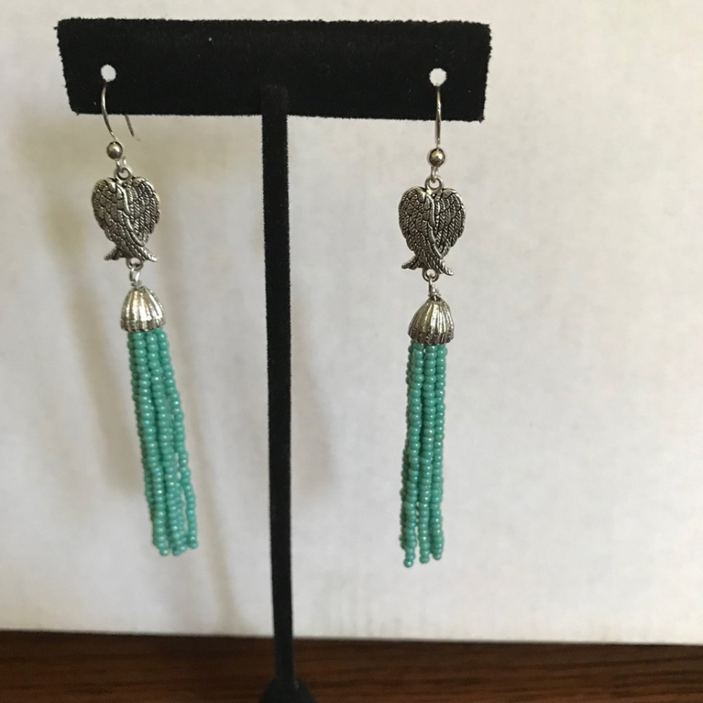 Unique One of Kind Angel Wings Tassel Earrings-New